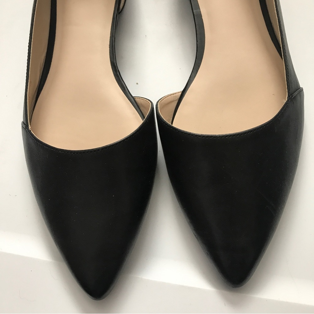 Black Pointed-Toe D'Orsay Flats -  Women's Dress Shoes - Picture 4 of 8